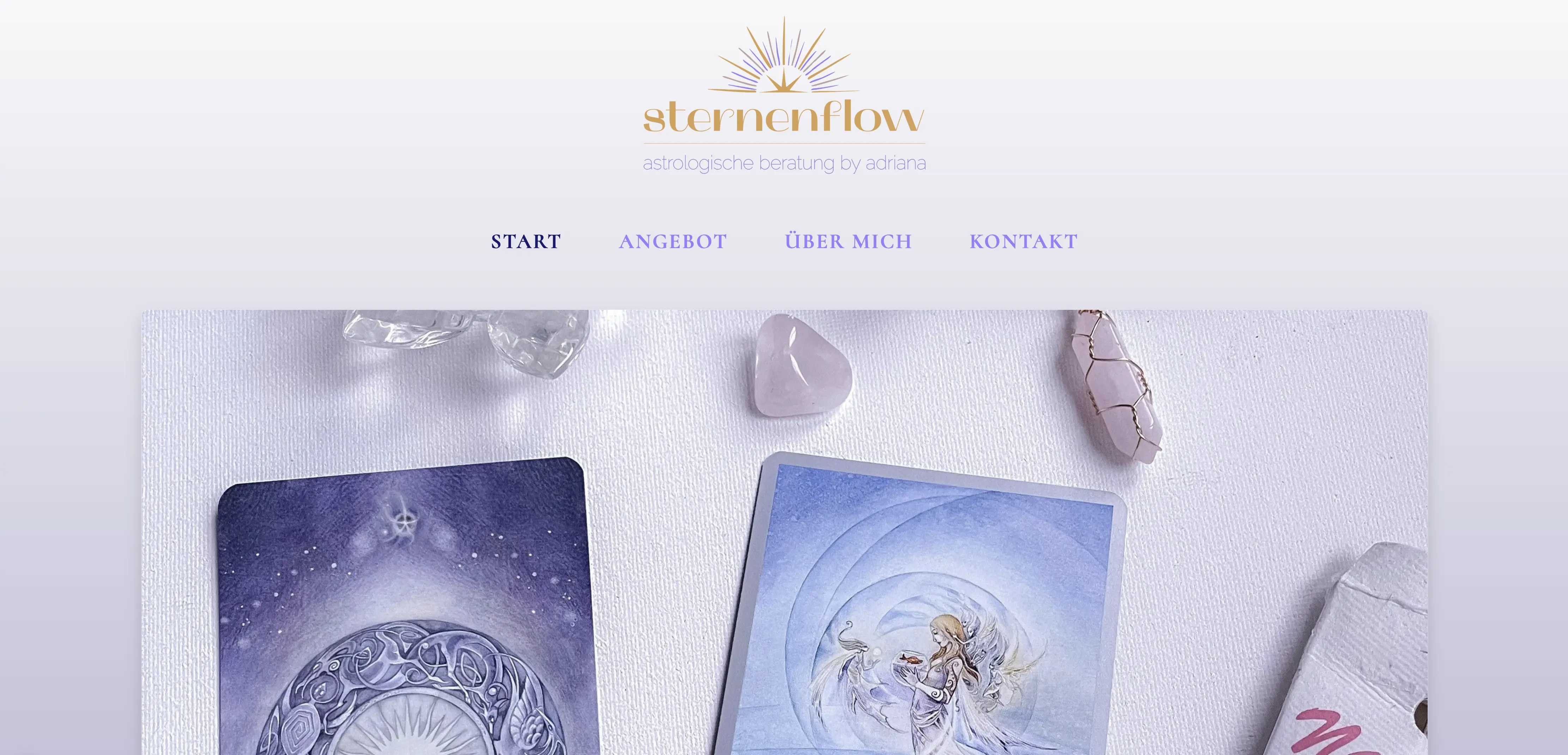 Webdesign Onepager für astrologische Beratung von Sternenflow - moderner und klar strukturierter Onepager mit Fokus auf Angebot